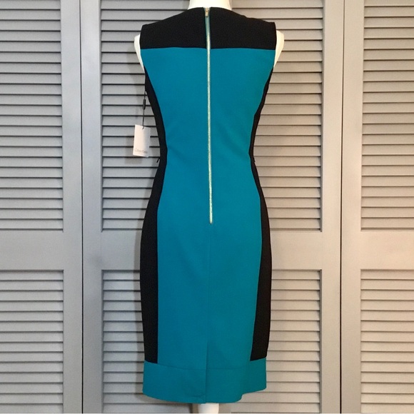 Calvin Klein Sleeveless Black and Teal Dress - Picture 4 of 14